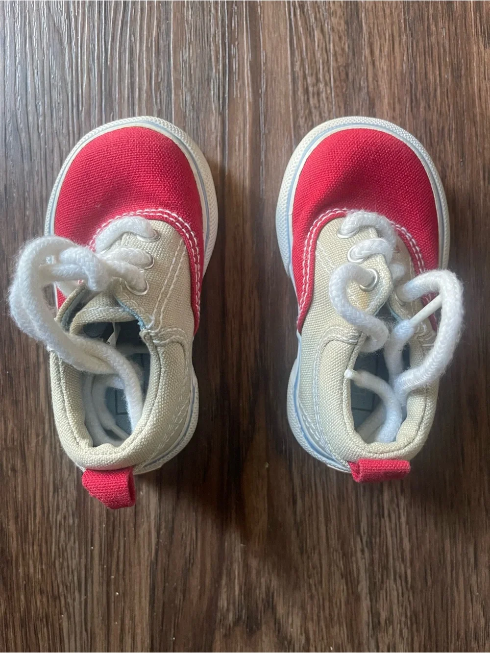 GAP Kids Red and Cream Canvas Lace-Up Sneakers